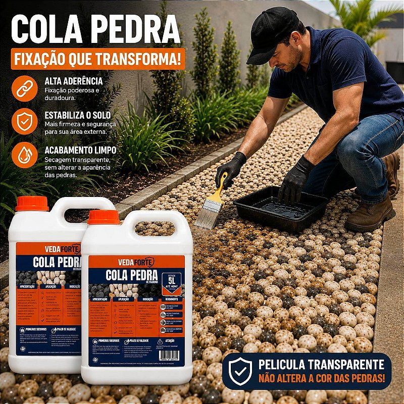 Kit 2 Cola Pedra Fixador de Pedras para Jardim Veda Forte [5 Litros]