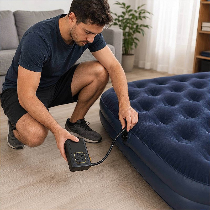 Bomba Compressor de Ar Portátil com Lanterna LED