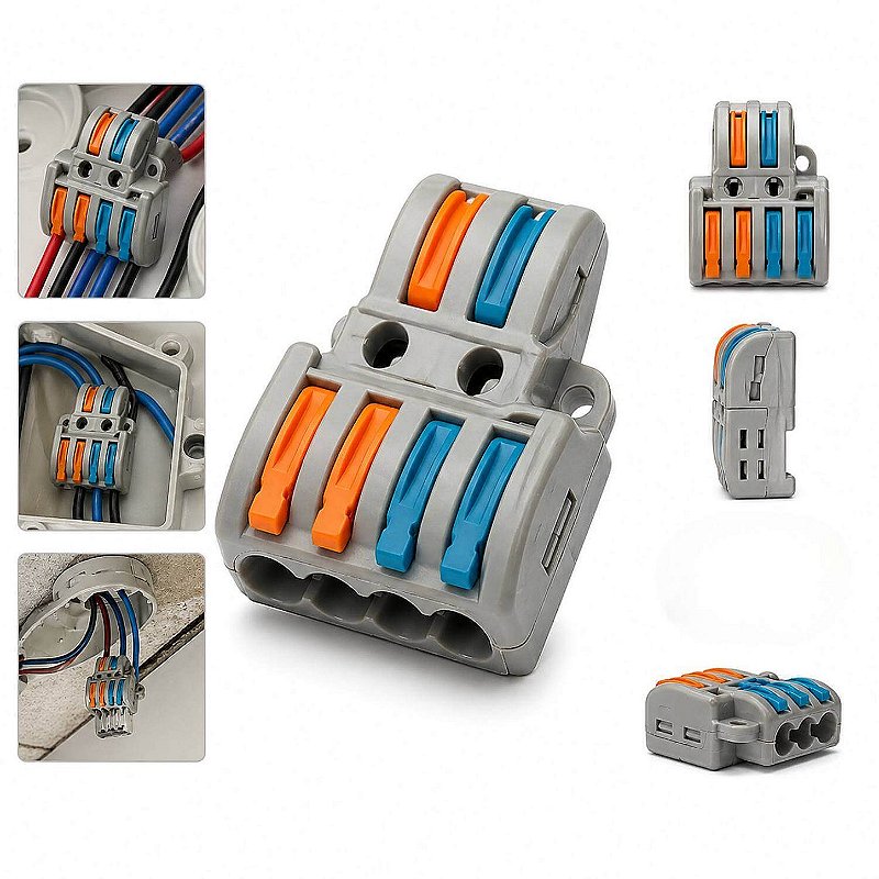 Conector Emenda Derivação de Fios 2x4 Vias [25 Unidades]