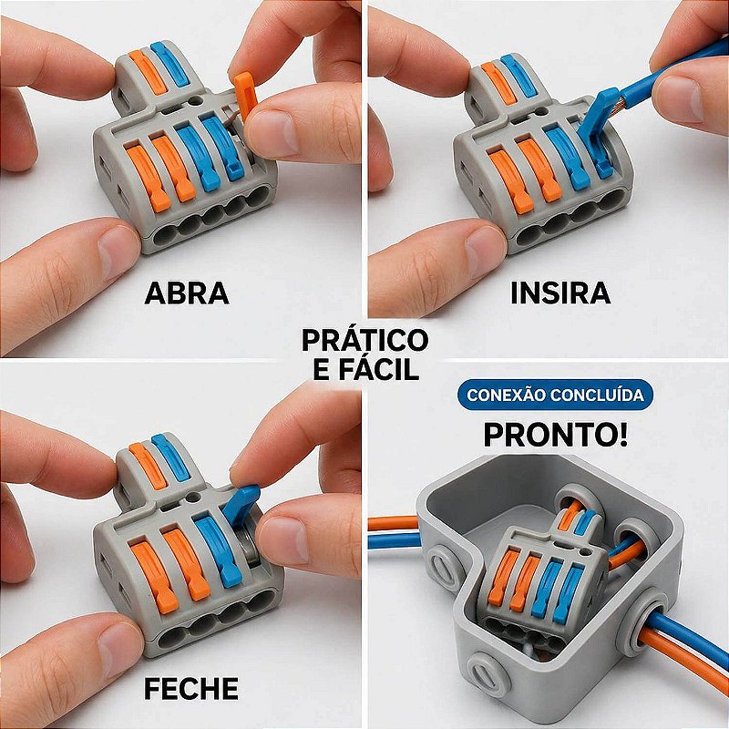 Conector Emenda Derivação de Fios 2x4 Vias [25 Unidades]