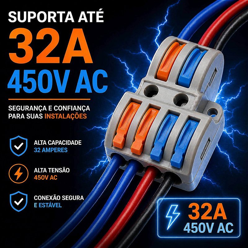 Conector Emenda Derivação de Fios 2x4 Vias [25 Unidades]