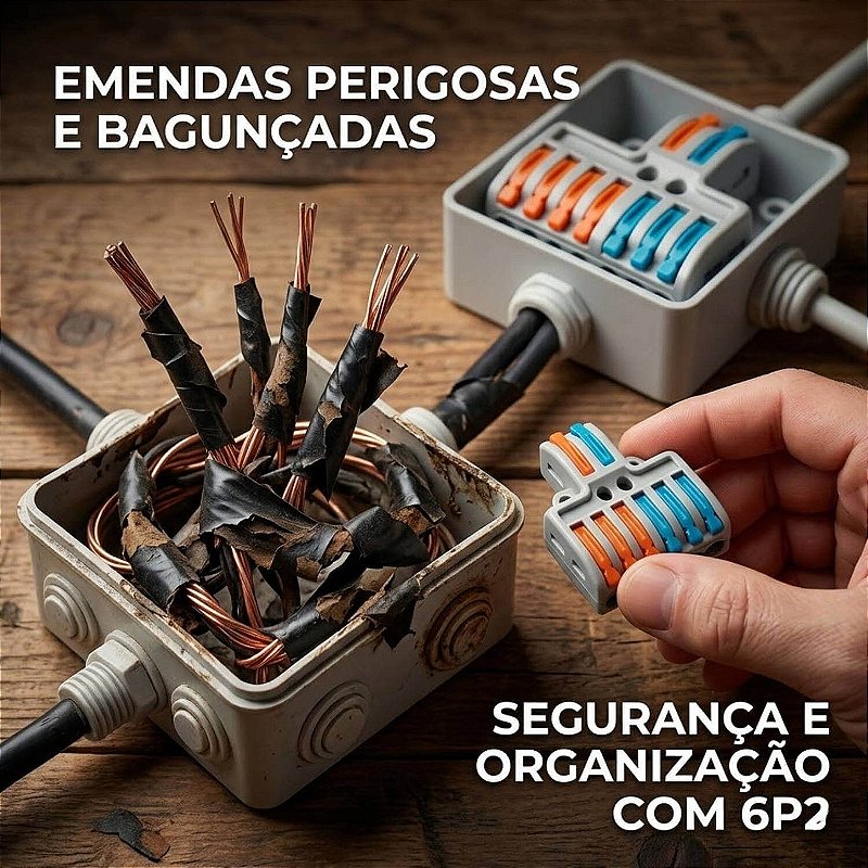 Conector Emenda Derivação de Fios 2x6 Vias [20 Unidades]