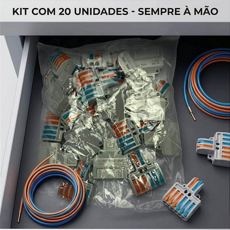 Conector Emenda Derivação de Fios 2x6 Vias [20 Unidades]