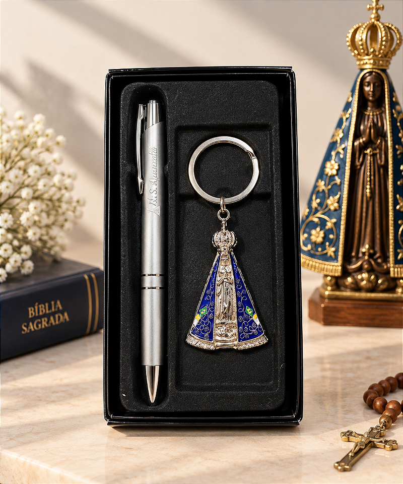 Kit Caneta e Chaveiro de Nossa Senhora Aparecida