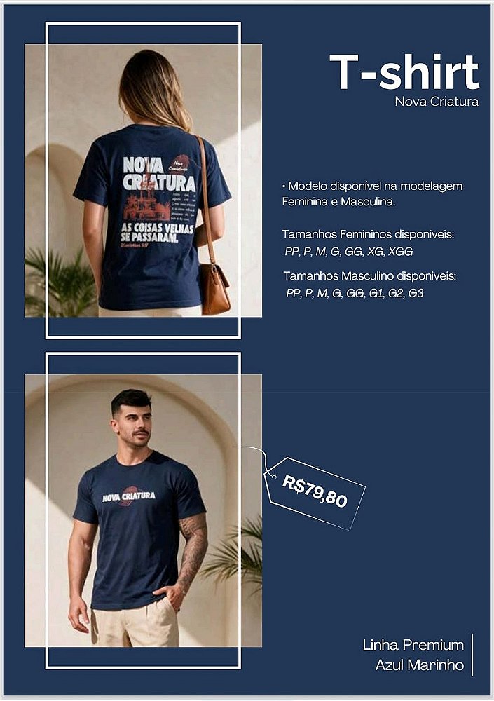 Camiseta Tshirt Feminino e Masculino "Nova Criatura"