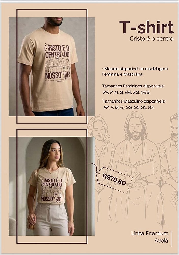 Camiseta Tshirt Feminino e Masculino "Deus é o centro"
