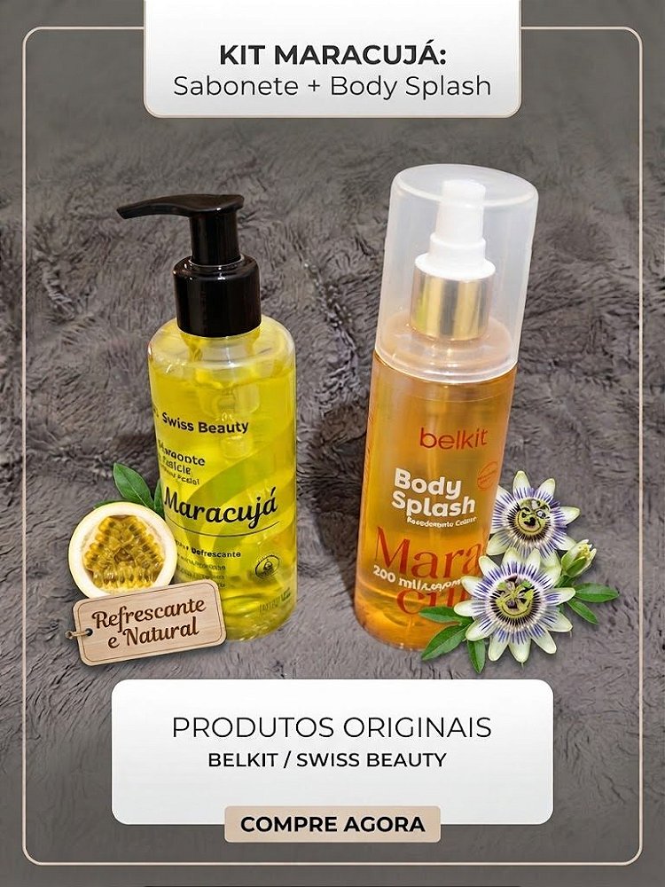 Kit Body Splash e Sabonete líquido de Maracujá da Belkit