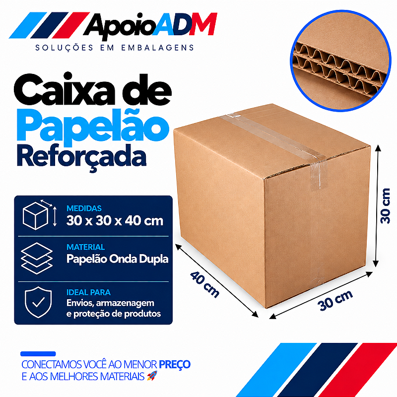 Caixa de Papelão Reforçada – 40×30×30 cm