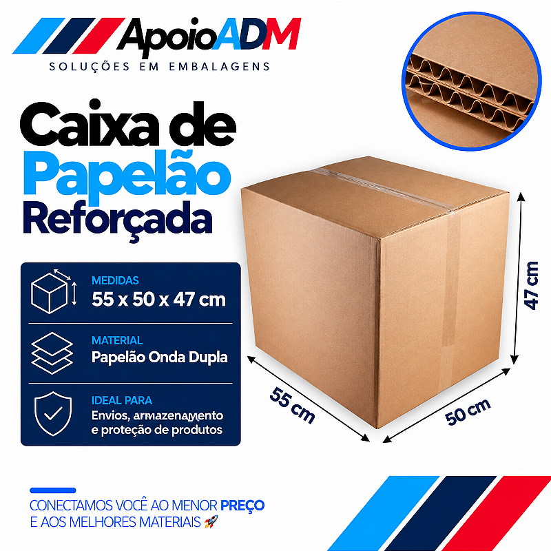 Caixa de Papelão Reforçada – 55×50×47 cm