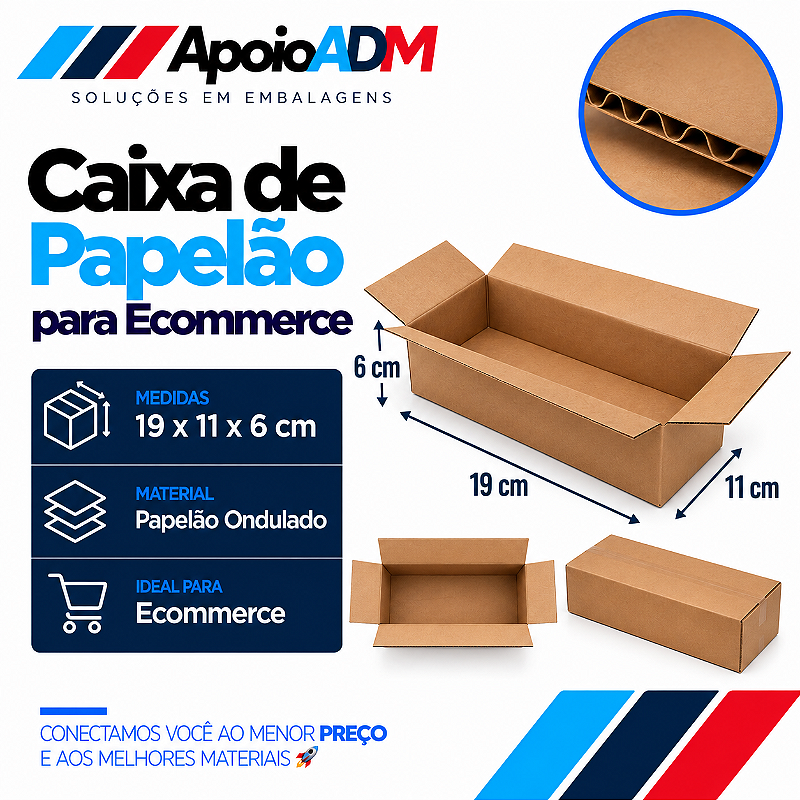 Caixa de Papelão para E-commerce – 19x11×6 cm