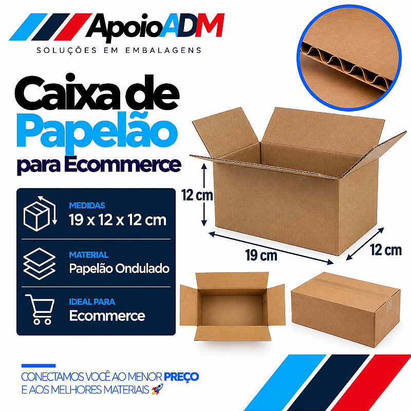 Caixa de Papelão para E-commerce – 19×12×12 cm