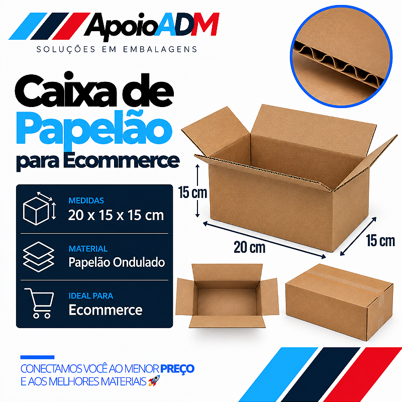 Caixa de Papelão para E-commerce – 20×15×15 cm