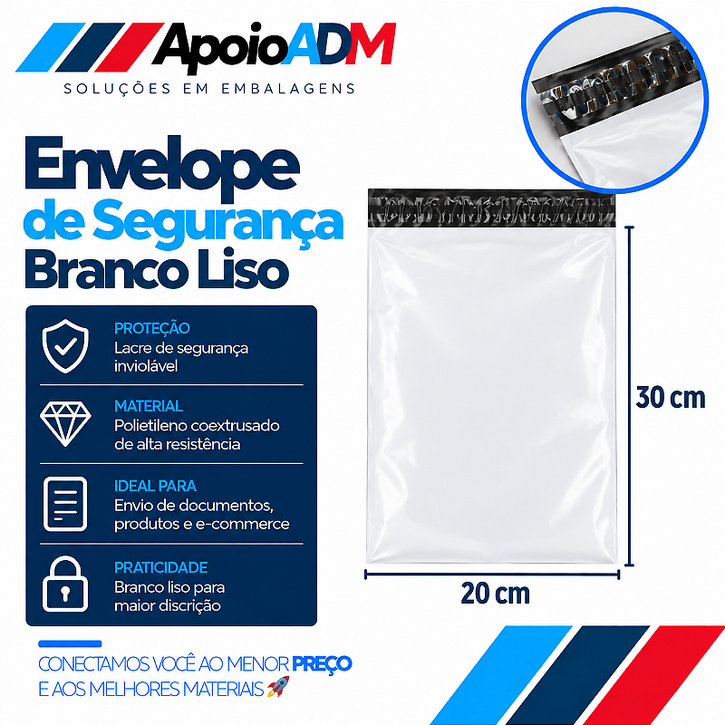 Envelope de Segurança Branco Liso 20×30 cm