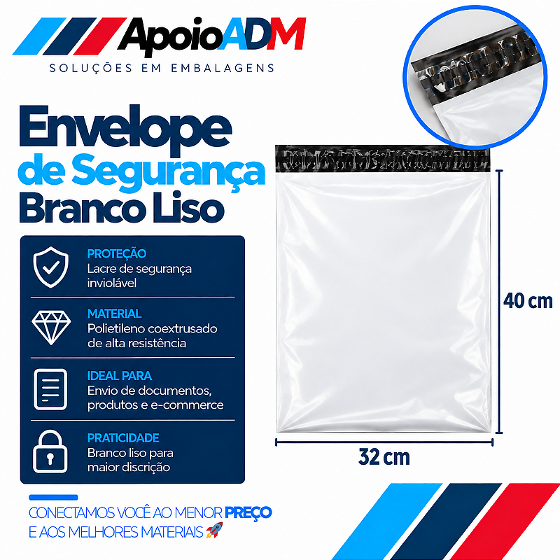 Envelope de Segurança Branco Liso 32×40 cm