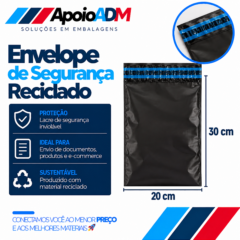 Envelope de Segurança Reciclado – 20×30 cm