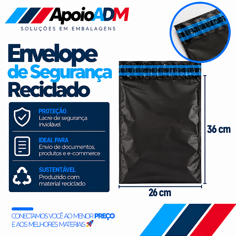 Envelope de Segurança Reciclado – 26×36 cm