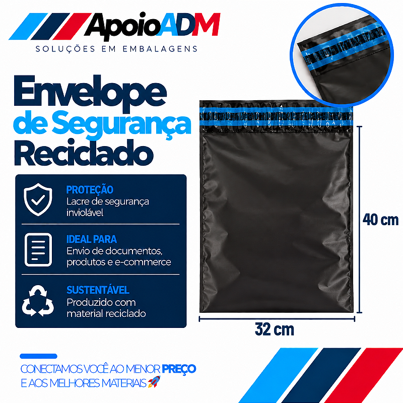 Envelope de Segurança Reciclado – 32×40 cm