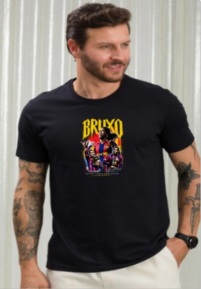 Camiseta de Algodão Fio 30.1 – Estampa Ronaldinho Gaucho-Bruxo