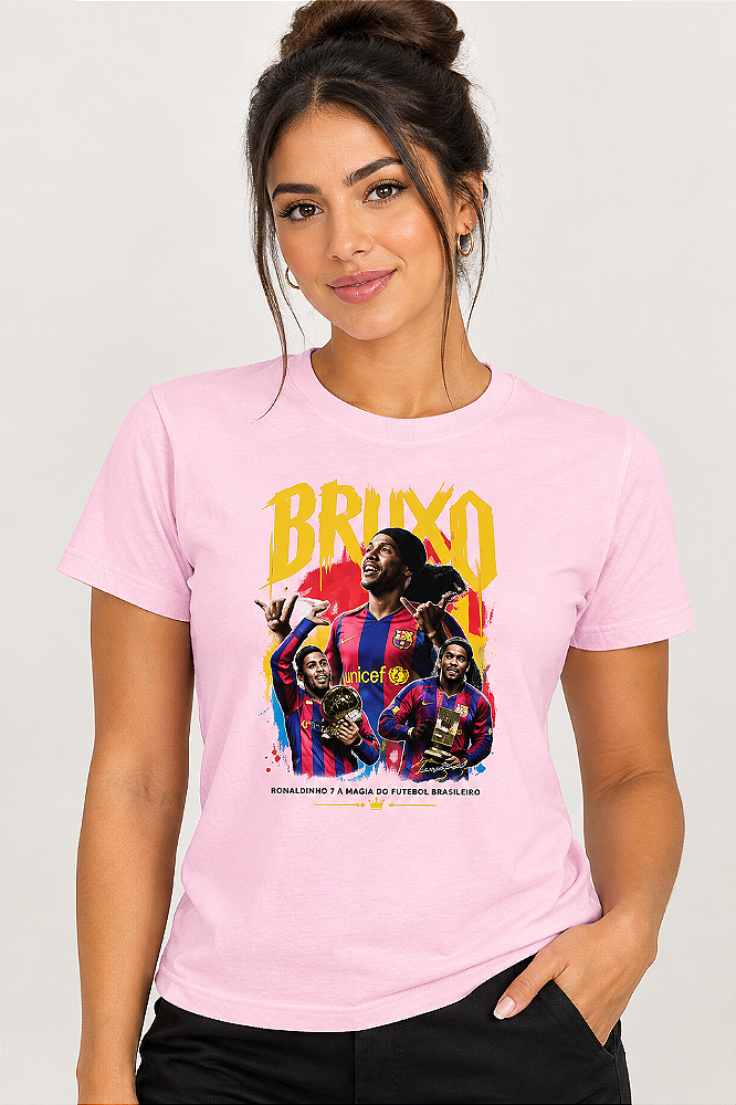 Camiseta de Algodão Fio 30.1 – Estampa Ronaldinho Gaucho-Bruxo