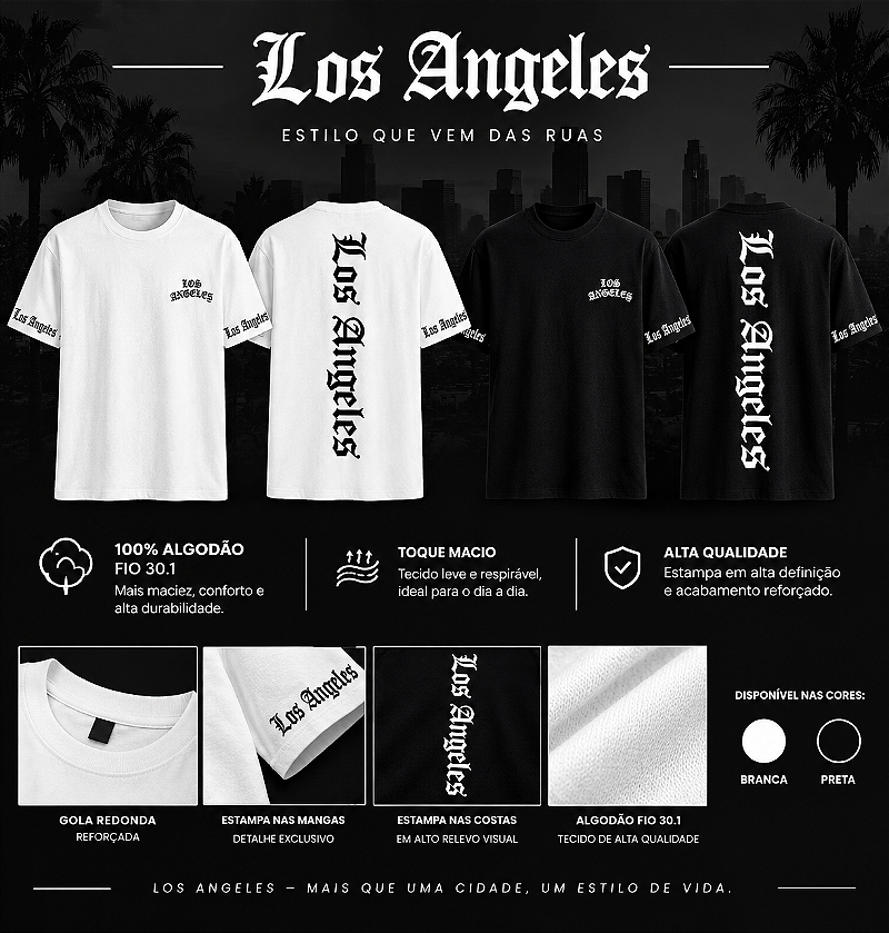 Camiseta Los Angeles – Algodão Fio 30.1