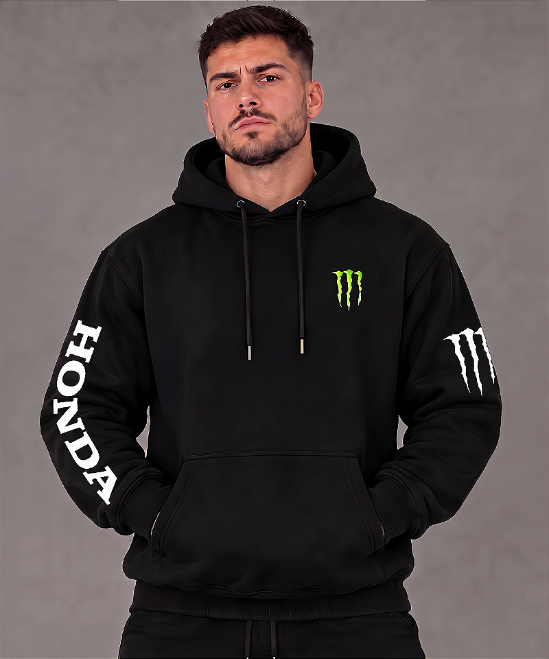 Moletom 03 Cabos- HONDA Blusa Com Capuz e Bolso Canguru 100% Algodão Unissex
