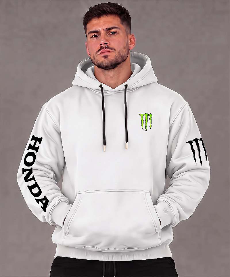 Moletom 03 Cabos- HONDA Blusa Com Capuz e Bolso Canguru 100% Algodão Unissex