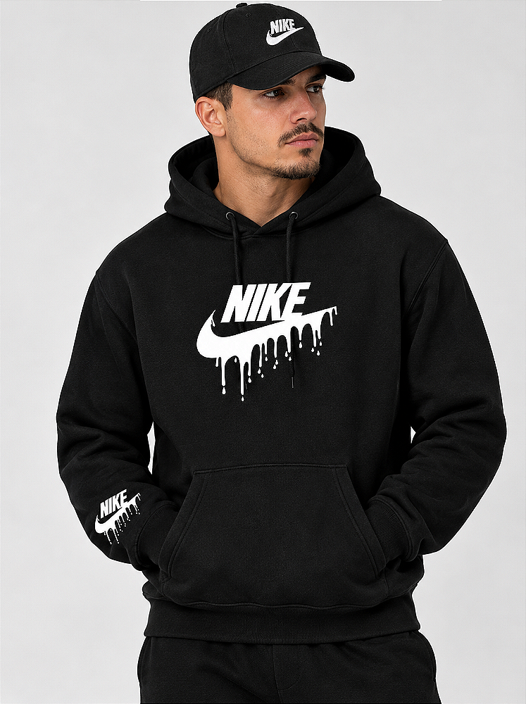 Moletom 03 Cabos- NIKE- Blusa Com Capuz e Bolso Canguru 100% Algodão