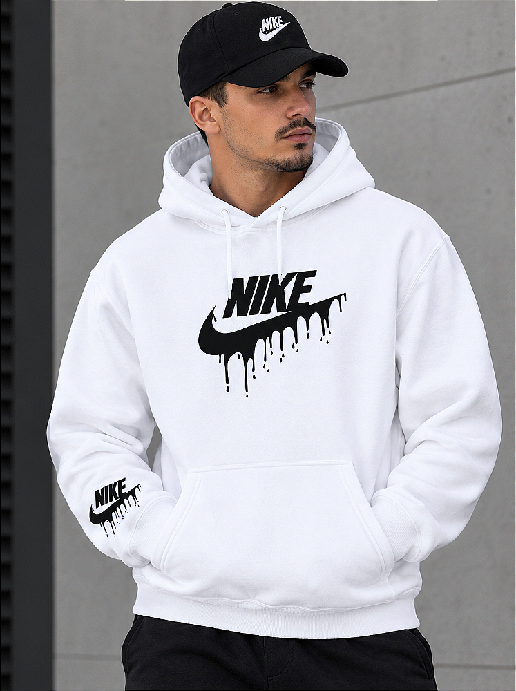 Moletom 03 Cabos- NIKE- Blusa Com Capuz e Bolso Canguru 100% Algodão