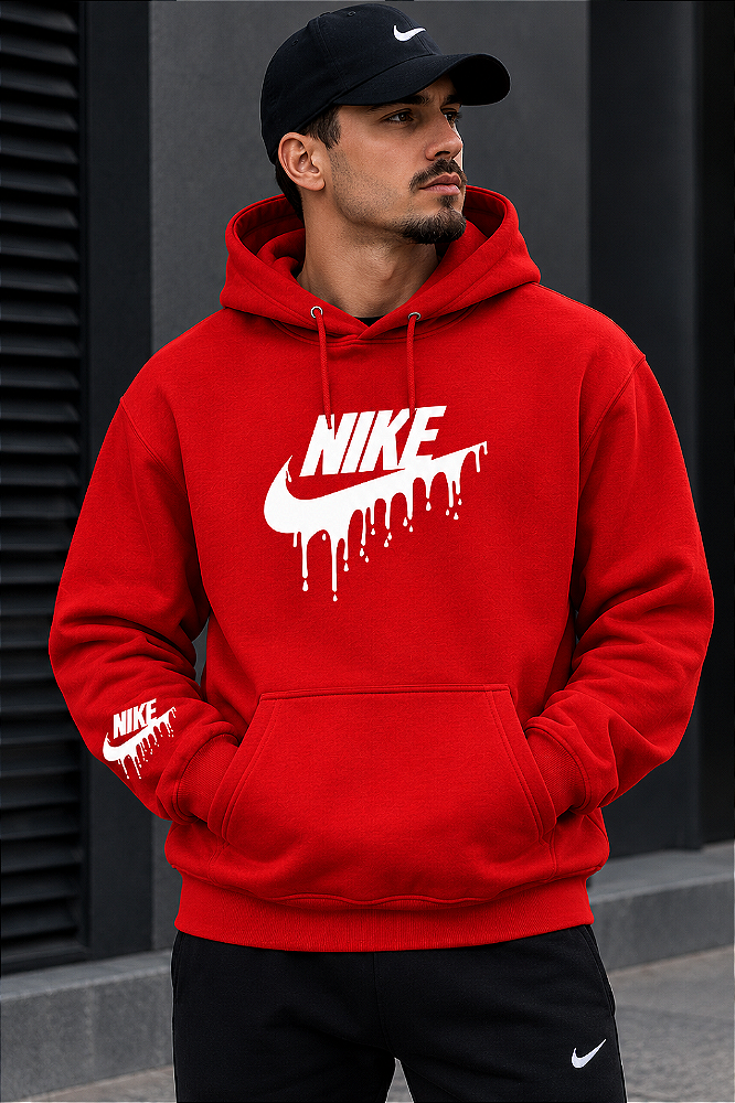 Moletom 03 Cabos- NIKE- Blusa Com Capuz e Bolso Canguru 100% Algodão