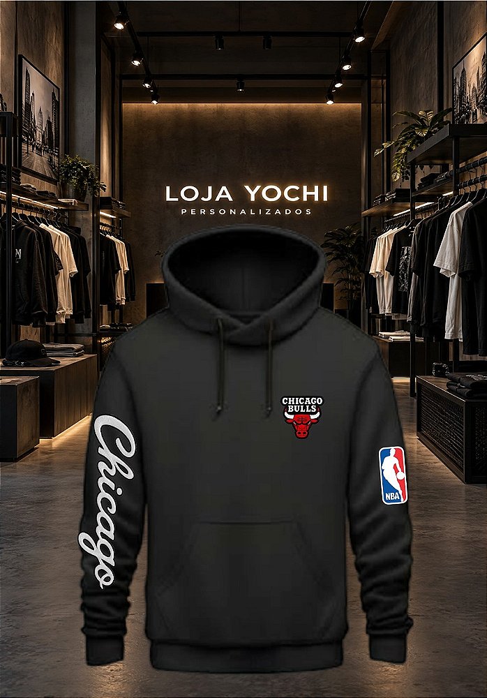 Moletom 03 Cabos Chicago Bulls estampa estilo bordado- Blusa Com Capuz Bolso Canguru 100% Algodão UNISSEX