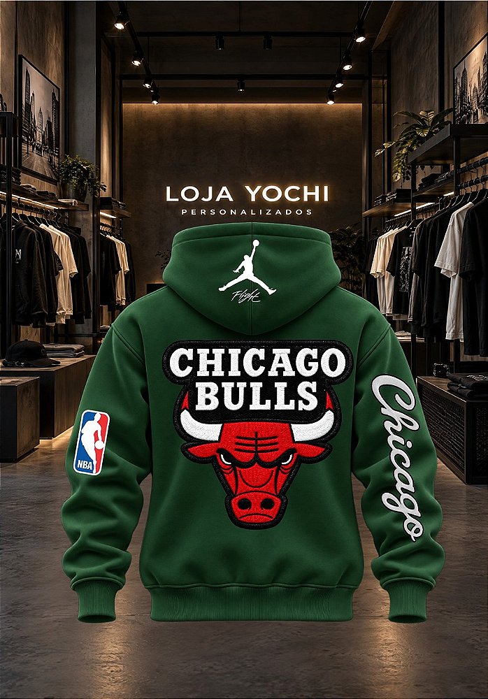 Moletom 03 Cabos Chicago Bulls estampa estilo bordado- Blusa Com Capuz Bolso Canguru 100% Algodão UNISSEX