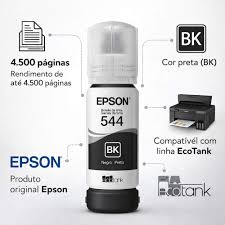 Tinta Epson T544120 T544 Preto | L3150 L3110 L5190 L3250 L3210 5190 3150 3110 | Original 65ml