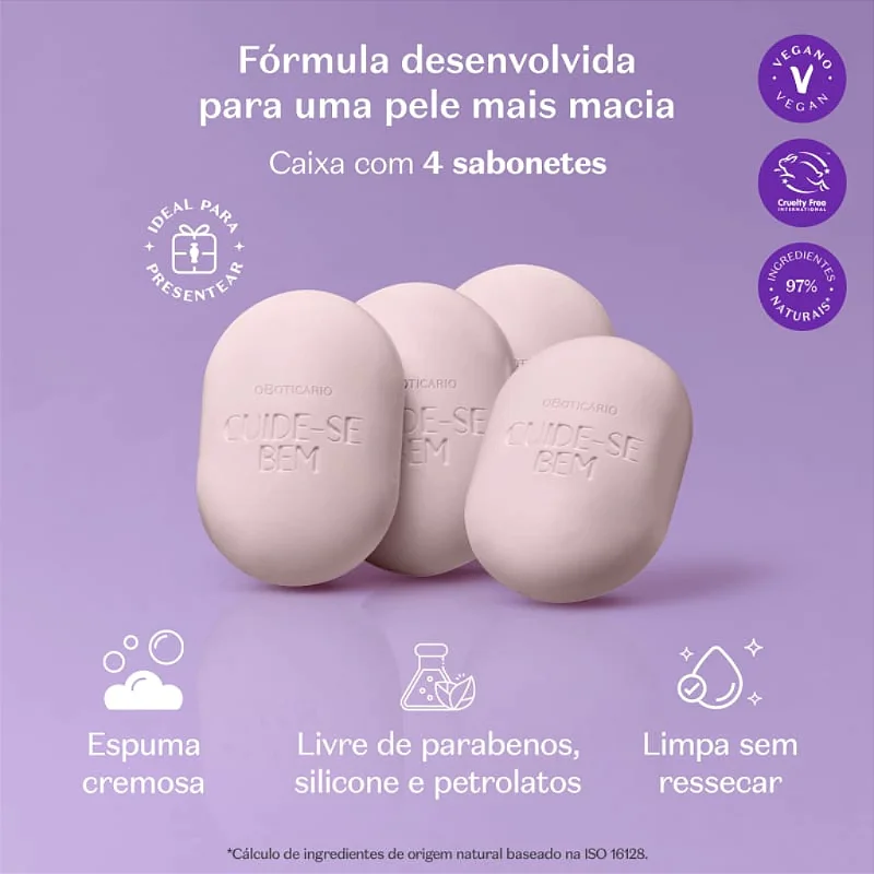 Caixa Sabonete Cuide-se Bem Rosa e Algodão 4 unid