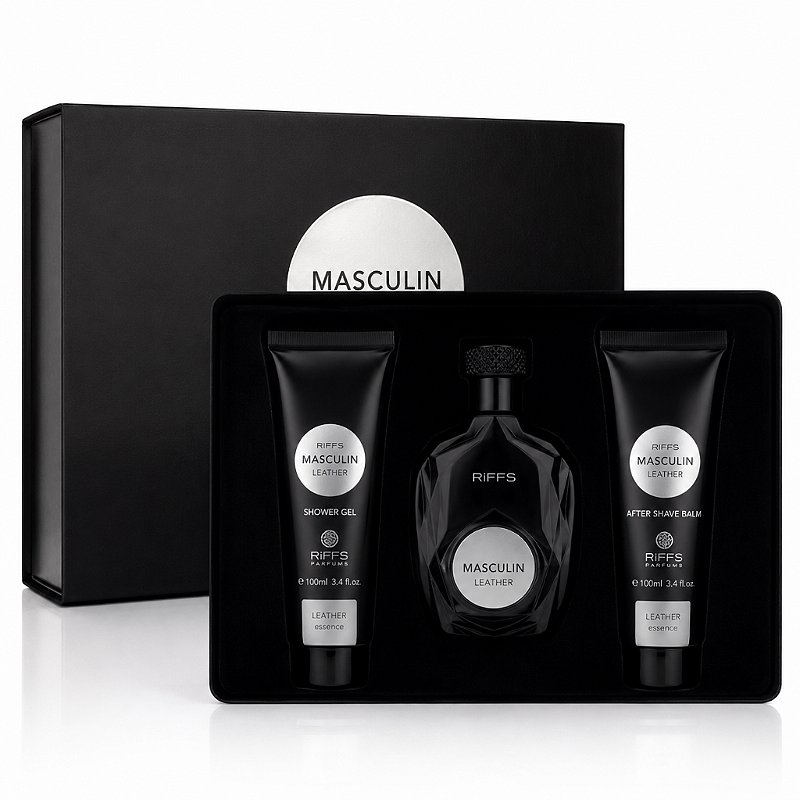 Kit Masculin Leather Perfume e Cuidados para Homem
