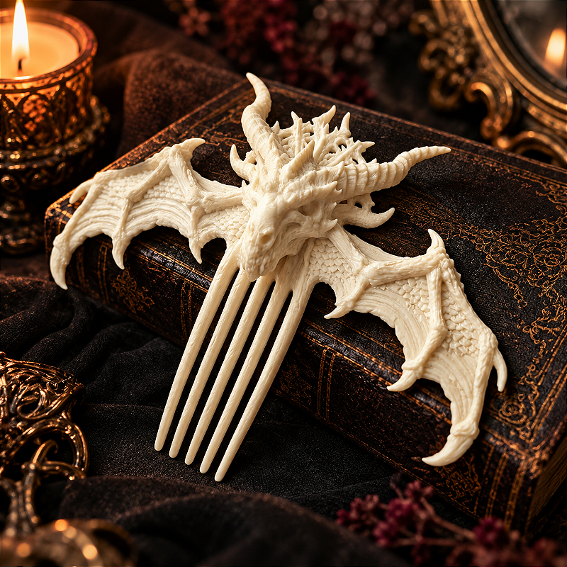Pente de Cabelo de Dragão – Fantasia Gótica