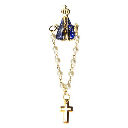 12 Boton Broche Nossa Senhora Aparecida Terço Perola