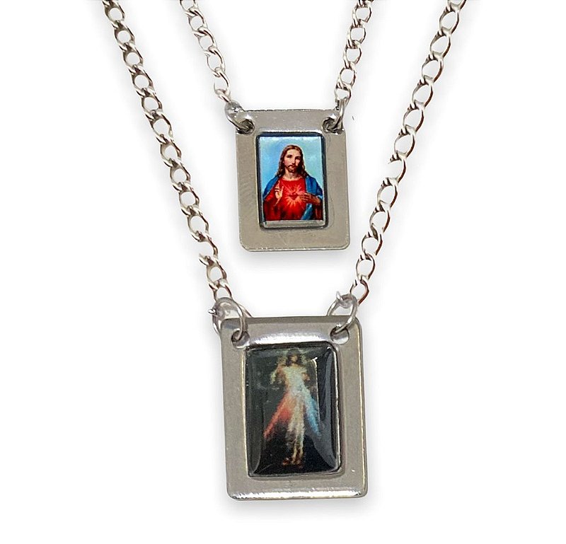 Escapulario Aço Inox Jesus Misericordioso S Coração de Jesus