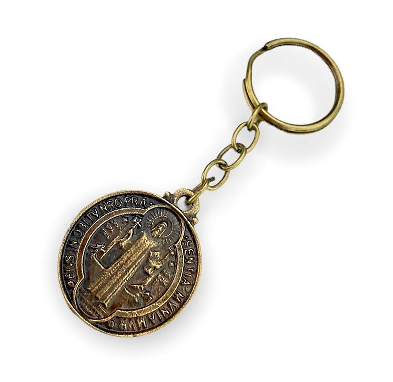 12 Chaveiros Medalha de São Bento Metal Zamak
