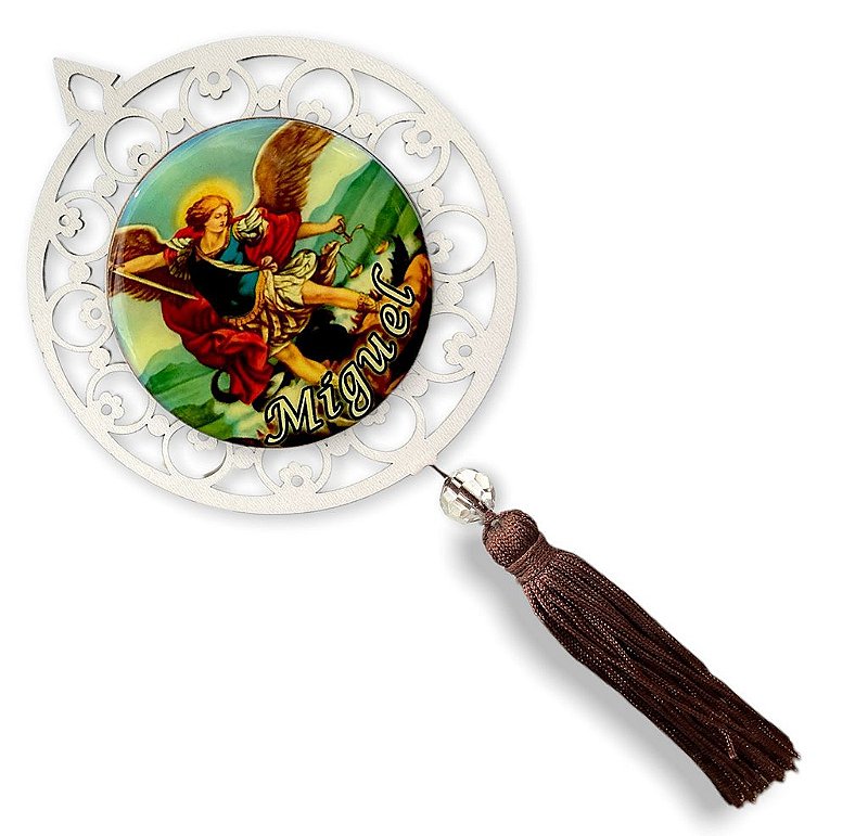 Adorno de Porta São Miguel Arcanjo Mandala Madeira 26cm