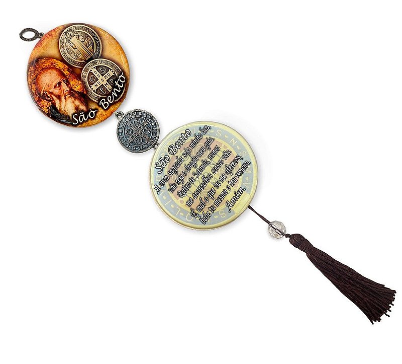 Medalha de São Bento Decoração de Porta Madeira 36cm