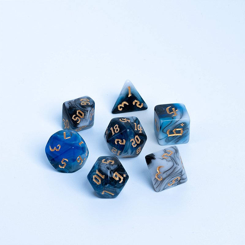 Conjunto de 7 dados RPG Viper - Azul e Preto