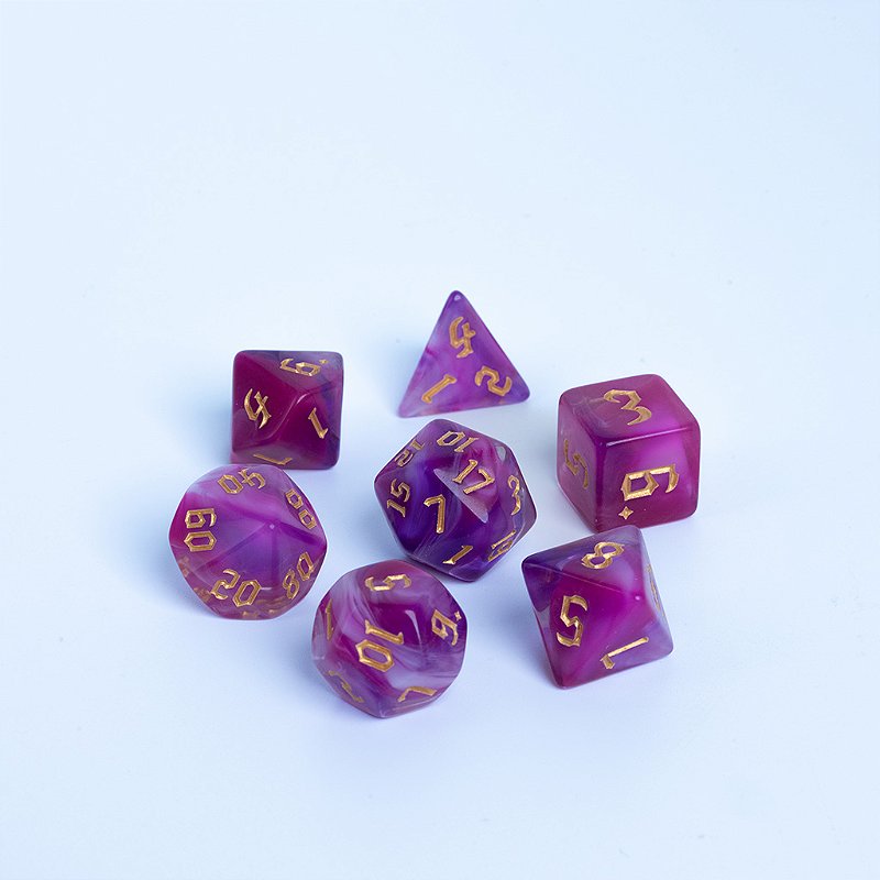 Conjunto de 7 dados RPG Viper - Roxo e Rosa
