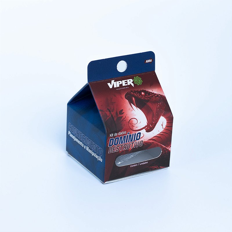 Conjunto de 7 dados Viper - Guildas Domínio Destrutivo - Vermelho e Azul 7uni