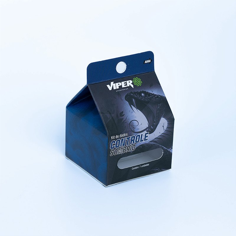 Conjunto de 7 dados Viper - Guildas Controle Sombrio - Preto e Azul 7uni
