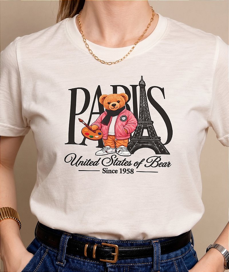 T-shirt Urso em Paris