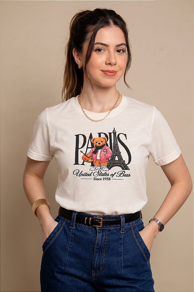 T-shirt Urso em Paris