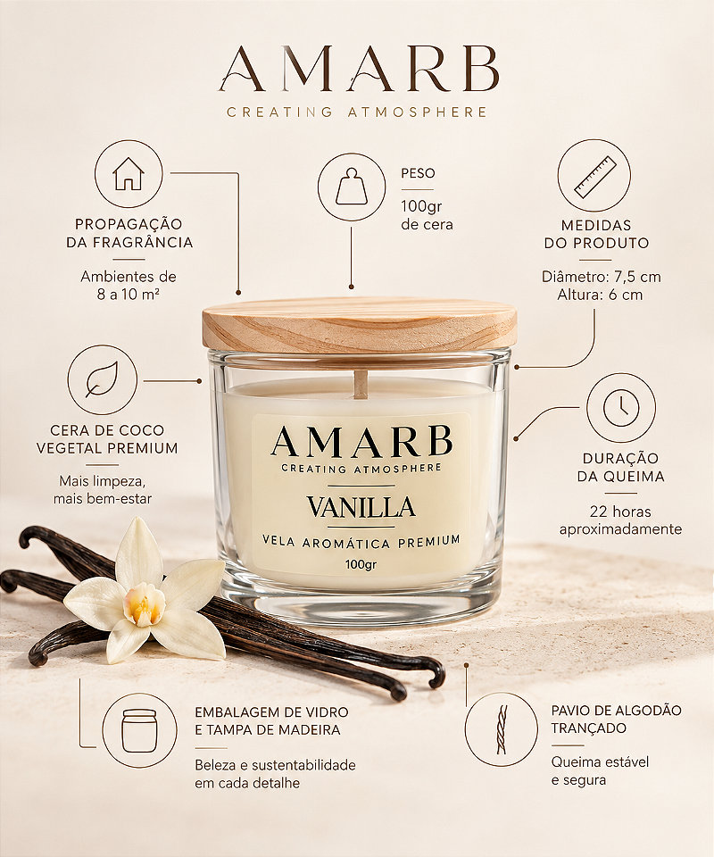 Vela Aromática Essential - Vanilla