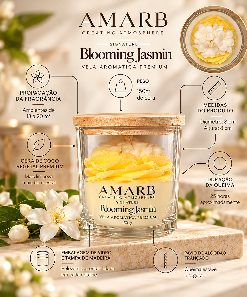 Vela Aromática Signature - Blooming Jasmin