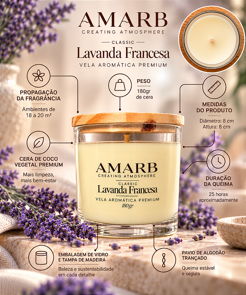 Vela Aromática Classic - Lavanda Francesa