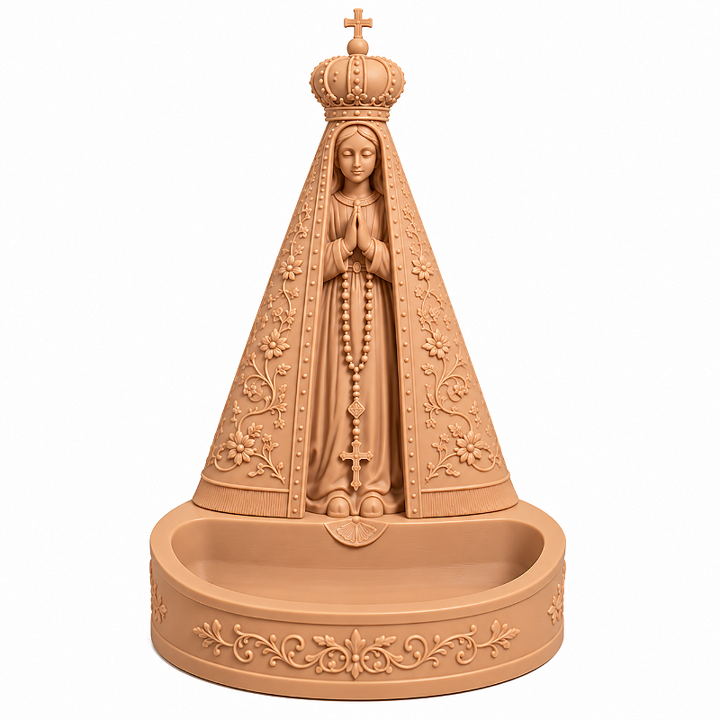 Porta Terços Nossa Senhora Aparecida 15cm – Imagem Católica para Rosário e Oratório